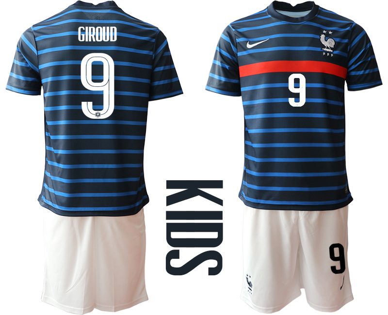 2021 France home Youth #9 soccer jerseys